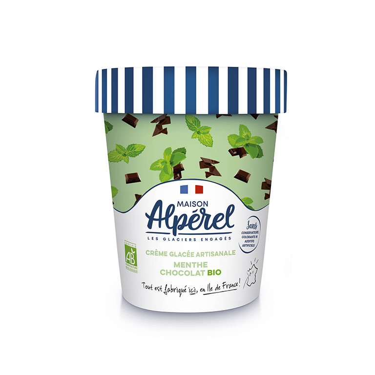 Crème glacée artisanale Menthe Chocolat noir Bio – Maison Alpérel